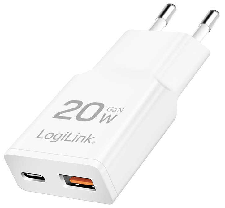 LogiLink USB-Steckdosenadapter, 1x USB-C (PD), 1x USB-A (QC) von Logilink