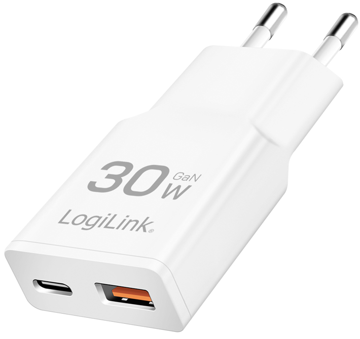 LogiLink USB-Steckdosenadapter, 1x USB-C (PD), 1x USB-A (QC) von Logilink