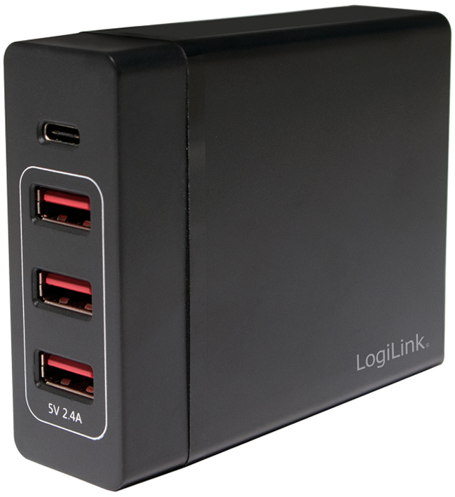 LogiLink USB-Tisch-Ladegerät, 4-Port, 60 Watt, schwarz von Logilink