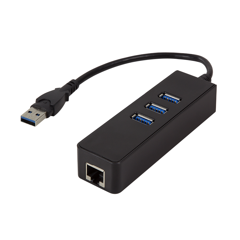 LogiLink USB3.0 3-Port Hub with Ethernet - Hub - 3 x SuperSpeed USB 3.0 + 1 x 10/100/1000 - Desktop von Logilink