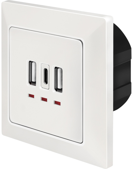 LogiLink Unterputz-Steckdose, 1x USB-C, 2x USB-A, weiß LogiLink Unterputz-Steckdose, 1x USB-C, 2x USB-A, weiß von Logilink