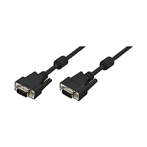 LogiLink VGA Monitor Kabel 5m 14-pin (entspricht 15-pin VGA, männlich/männlich, 2-fache Abschirmung, Ferritkern) schwarz von Logilink