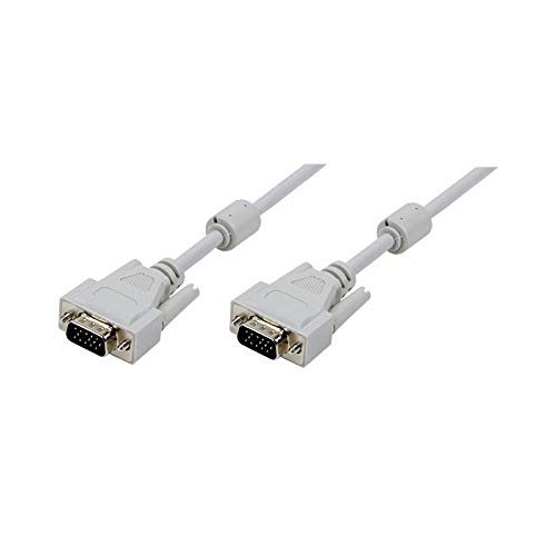 LogiLink VGA Monitor Kabel 5m HD DSUB 15-pin(männlich/männlich, 1-fache Abschirmung, Ferritkern) grau von Logilink