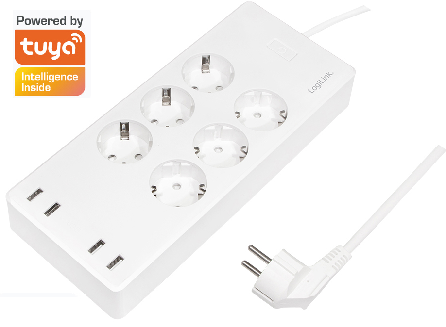 LogiLink Wi-Fi Smart Steckdosenleiste, 6-fach + 4x USB, weiß von Logilink