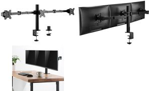 Logilink - Befestigungskit (Stange, Klammer, 2 Gelenkarme, Kabeldurchführungsklemme) - für 3 LCD-Anzeigen - Stahl - Schwarz - Bildschirmgröße: 43.2-68.6 cm (17-27) - Tischmontage (BP0107) von Logilink