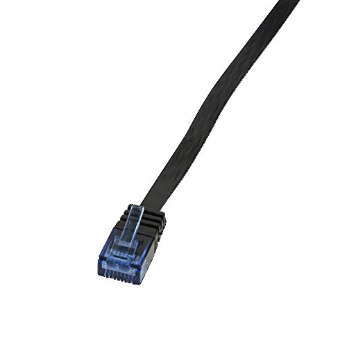 Logilink CP0134B CAT5e UTP Flat Patch Kabel, AWG 30, blau Colour RJ45 Short Plug, schwarz, 1M von Logilink