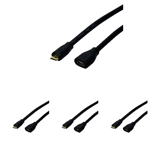 Logilink CU0123 USB 2.0 Micro-B Verlängerungskabel Schwarz, 2m (Packung mit 4) von Logilink