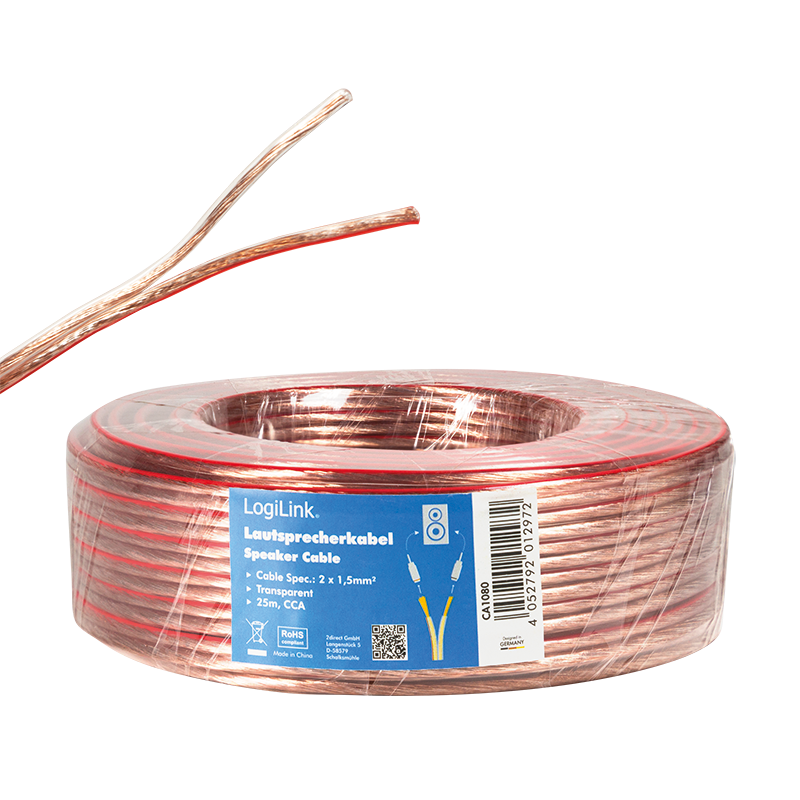 Logilink - Lautsprecherkabel - 1.5 mm² - 25 m - durchsichtig (CA1080) von Logilink