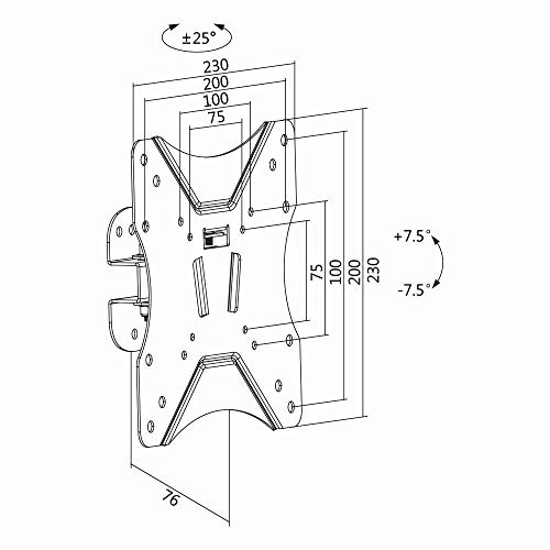 Logilink TV-Wandhalterung, 23-42", neigbar -7.5°/+7.5°, schwenkbar -25°/+25°, max. 25 kg Belastung, [BP0006] von Logilink