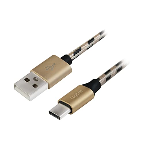 Synchronisations- & Ladekabel mit Nylon Geflechtschutz - USB-A zu USB-C für Smartphones (Samsung, Huawei, Sony, LG, Nokia), Tablets, eBooks, etc. Länge = 1m von Logilink