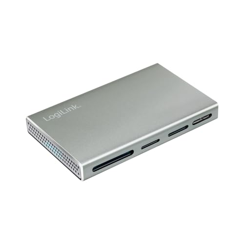 USB 3.2 (Gen1) 5-in-1 Kartenleser für SD/SDHC/SDXC, microSD-, MS-, CF und M2 aus Aluminium von Logilink