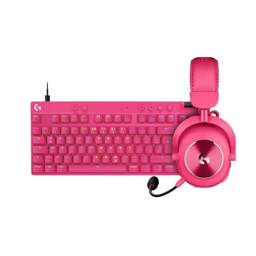 Logitech G PRO X 2 Lightspeed Wireless Gaming Headset, Bluetooth, USB, 3.5 mm + PRO X TKL Rapid Tenkeyless kabelgebundene Gaming Tastatur, magnetischen Analogschaltern, Rapid Trigger, RGB, PC- Rosa von Logitech G