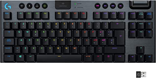 Logitech G 915 Lightspeed TKL Tenkeyless-Tastatur, kabellos, mechanisches Gaming-Profil, GL-Tactile Switches, LIGHTSYNC RGB, 40 Stunden Akkulaufzeit, Italienisch QWERTY - Schwarz von Logitech G