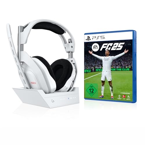 Logitech G Astro A50 X LIGHTSPEED Wireless Gaming Headset + Basisstation & EA SPORTS FC 25 (PS5 - PlayStation 5), Soft Bundle - Weiß von Logitech G