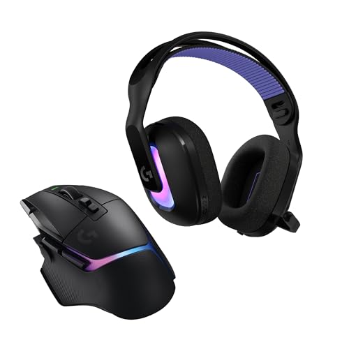 Logitech G G522 kabelloses Gaming-Headset und G502 X Plus kabellose Gaming-Maus – Lightspeed kabellose Maus und Headset-Combo mit RGB LIGHTSYNC – kompatibel mit PC/Windows - Schwarz von Logitech G
