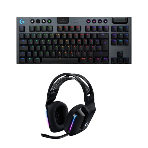 Logitech G G915 X LIGHTSPEED TKL - flache kabellose Gaming-Tastatur mit Double-Shot-PBT-Tastenkappen, DEU QWERTZ-Layout, Logitech G733 LIGHT SPEED wireless gaming headset with headband, LIGHTSYNC RGB Logitech G G915 X LIGHTSPEED TKL - flache kabellose Gaming-Tastatur mit Double-Shot-PBT-Tastenkappen, DEU QWERTZ-Layout, Logitech G733 LIGHT SPEED wireless gaming headset with headband, LIGHTSYNC RGB von Logitech G
