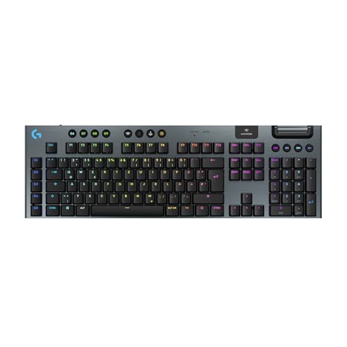 Logitech G G915 X LIGHTSPEED Kabellose Low-Profile-Gaming-Tastatur, Double-Shot-PBT-Tastenkappen, voll programmierbare Tasten, RGB-Hintergrundbeleuchtung, GL Blue Clicky - PC/Mac, DEU QWERTZ - Schwarz von Logitech G