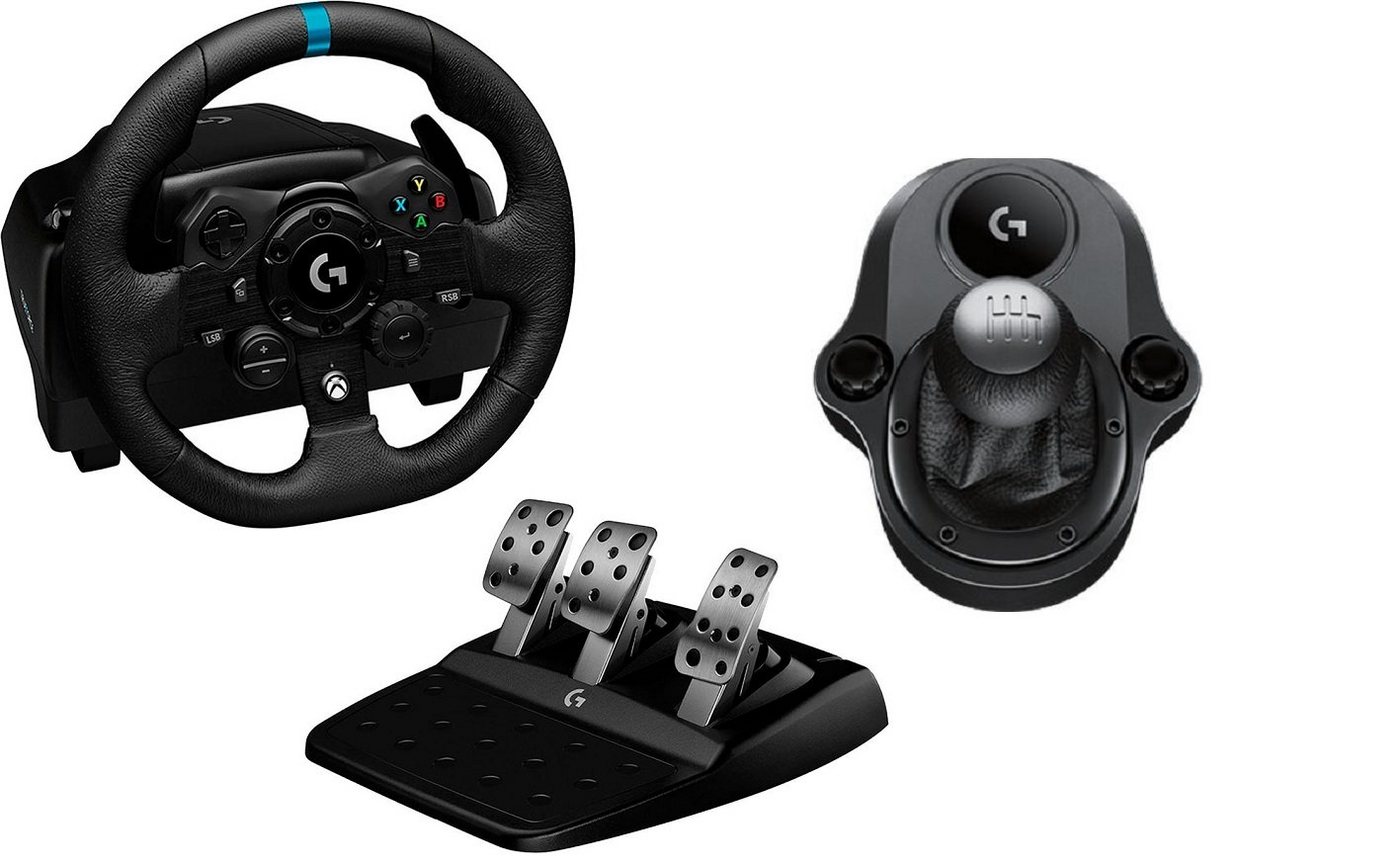 Logitech G G923 Driving Force für PC und Xbox One inkl. Logitech Force Shifter Lenkrad (Schalthebel, Sechsgang-Schaltung mit Rückwärtsgang) von Logitech G