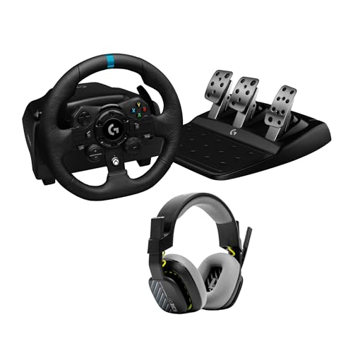 Logitech G G923 TRUEFORCE Gaming Rennlenkrad mit Pedalen + A10 Gaming-Headset Gen 2 Kabelgebundenes Headsetfür Xbox Series X|S, Xbox One, PC - Schwarz von Logitech G