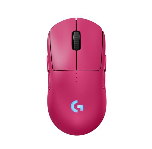 Logitech G PRO 2 LIGHTSPEED kabellose Gaming-Maus für Rechts- oder Linkshänder, mit bis zu 4 anpassbaren und umschaltbaren magnetischen Seitentasten, 44K-DPI-Sensor, USB-C, PC/Mac - Rosa von Logitech G