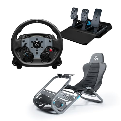Logitech G PRO Racing Wheel, Direktantrieb 11 Nm PRO Racing Pedals, Loadcell Brake + Playseat Trophy, Edition – für PC, Schwarz von Logitech G