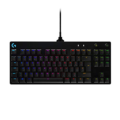 Logitech G PRO TKL mechanische Gaming-Tastatur, GX-Blue Clicky Switches, LIGHTSYNC RGB, Design ohne Nummernblock für Esport Gaming, Abnehmbares Mikro-USB-Kabel, UK QWERTY-Layout - Schwarz Logitech G PRO TKL mechanische Gaming-Tastatur, GX-Blue Clicky Switches, LIGHTSYNC RGB, Design ohne Nummernblock für Esport Gaming, Abnehmbares Mikro-USB-Kabel, UK QWERTY-Layout - Schwarz von Logitech G