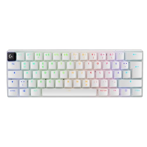 Logitech G PRO X 60 LIGHTSPEED kabellose Gaming-Tastatur, ultra-kompakte mechanische 60%-TKL-Tastatur, LIGHTSYNC RGB, Doubleshot-PBT-Tastenkappen, optische taktile, Windows PC, QWERTZ DE - Weiß von Logitech G