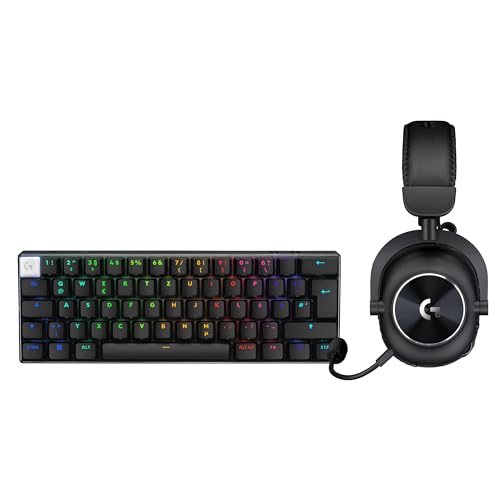 Logitech G PRO X 60 Lightspeed kabellose Gaming-Tastatur, Ultra-kompakte mechanische 60%-TKL-Tastatur für PC (QWERTZ DE) + PRO X 2 Lightspeed Wireless Gaming Headset - Schwarz von Logitech G