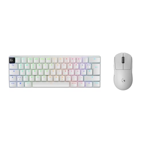 Logitech G PRO X 60 Lightspeed kabellose Gaming-Tastatur, Ultra-kompakte mechanische 60%-TKL-Tastatur für PC (QWERTZ DE) + PRO X Superlight 2 Lightspeed Kabellose Gaming-Maus - Weiß von Logitech G