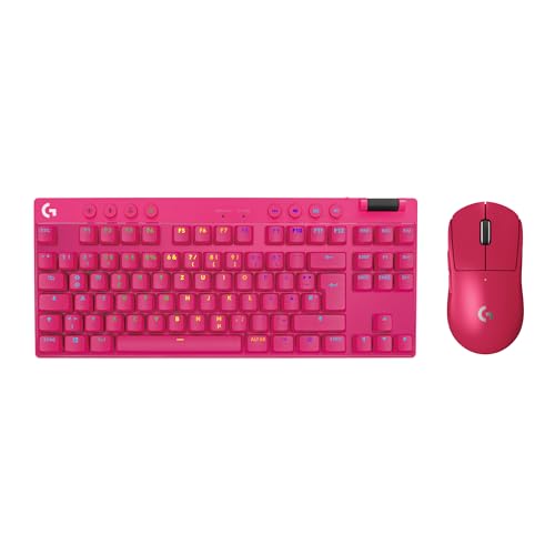 Logitech G PRO X SUPERLIGHT 2 LIGHTSPEED kabellose Gaming-Maus, USB-C-Aufladen, PC & Mac + PRO X TKL LIGHTSPEED kabellose Gaming-Tastatur, ohne Ziffernblock, PBT-Tastenkappen (DEU QWERTZ) - Magenta von Logitech G