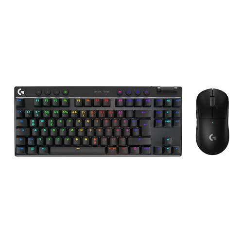 Logitech G PRO X SUPERLIGHT 2 LIGHTSPEED kabellose Gaming-Maus, USB-C-Aufladen, PC & Mac + PRO X TKL LIGHTSPEED kabellose Gaming-Tastatur, ohne Ziffernblock, PBT-Tastenkappen (DEU QWERTZ) - Schwarz von Logitech G