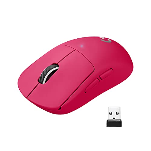 Logitech G PRO X SUPERLIGHT kabellose Gaming-Maus mit HERO 25K Sensor, Ultra-leicht mit 63g, 5 programmierbare Tasten, 70 Stunden Akkulaufzeit, PTFE-Füße ohne Zusatzstoffe, PC/Mac - Magenta von Logitech G