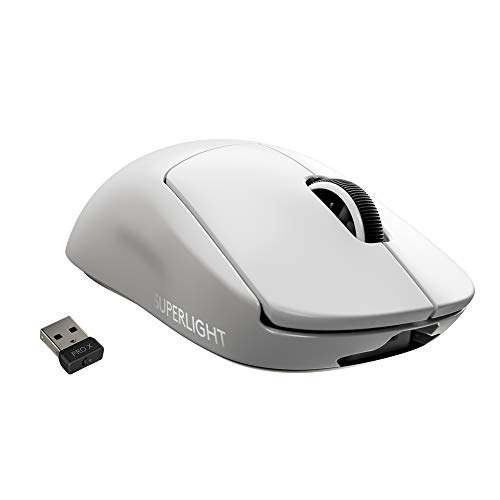 Logitech G PRO X SUPERLIGHT kabellose Gaming-Maus mit HERO 25K Sensor, Ultra-leicht mit 63g, 5 programmierbare Tasten, 70 Stunden Akkulaufzeit, PTFE-Füße ohne Zusatzstoffe, PC/Mac - Weiß von Logitech G