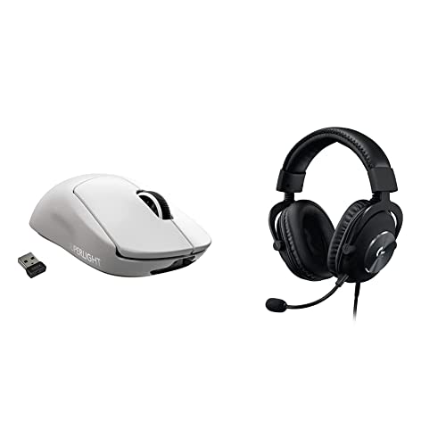 Logitech G PRO X SUPERLIGHT kabellose Gaming-Maus mit HERO 25K Sensor - Weiß + Logitech G PRO X (2nd generation) gaming headset with Blue VO! CE, DTS Headphone - Schwarz von Logitech G