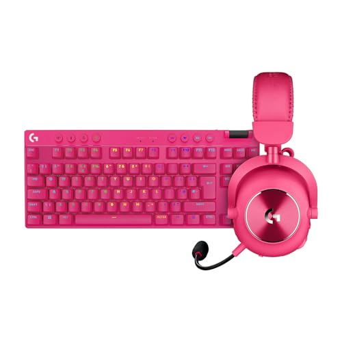 Logitech G PRO X TKL LIGHTSPEED kabellose Gaming-Tastatur PRO X 2 LIGHTSPEED Wireless Gaming Headset, PC, PS5, PS4, QWERTZ Deutsches Layout - Magenta von Logitech G