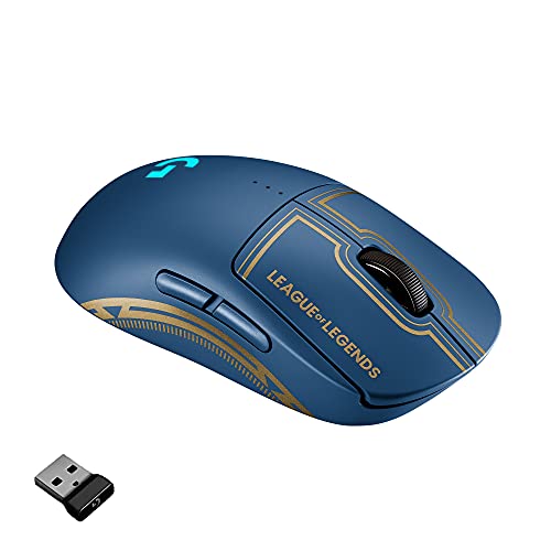 Logitech G PRO mit WLAN, Kabellose Gaming-Maus - LIGHTSPEED, HERO 25K Sensor, 25.600 DPI, RGB, 4-8 programmierbare Tasten, Beidhändig, Offizielle League of Legends Edition, Blau von Logitech G