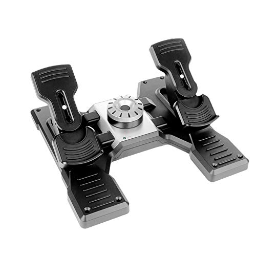 Logitech G Saitek Pro Flight Rudder Pedals, Pedale mit Zehenbremse zur Rudersteuerung für Flug Simulatoren, Rutschfest, Präzise, Verstellbares Spannungsrad, USB-Anschluss, PC - Schwarz von Logitech G