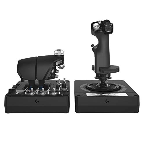 Logitech G X56 H.O.T.A.S. Schubregler & Stick-Controller für Weltraum-Simulationen, 6 Freiheitsgrade, 4 Federoptionen, +189 Programmierbare Befehle, RGB-Beleuchtung, 2x USB-Anschluss, PC - Schwarz von Logitech G