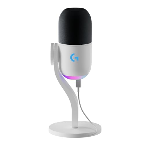 Logitech G Yeti GX dynamisches RGB-Gaming-Mikrofon mit LIGHTSYNC, USB-Mikrofon zum Streaming, Superniere, USB-Plug-and-Play für PC/Mac – Weiß von Logitech G