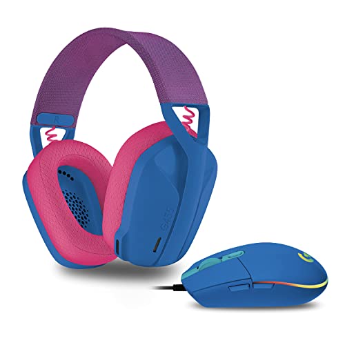 Logitech G203 Gaming-Maus mit anpassbarer LIGHTSYNC RGB-Beleuchtung + Logitech G 435 Lightspeed Wireless Bluetooth Gaming Headset, Blau von Logitech G