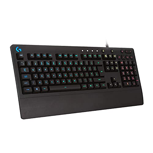 Logitech G213 Prodigy Gaming-Tastatur, RGB-Beleuchtung, Programmierbare G-Tasten, Multi-Media Bedienelemente, Integrierte Handballenauflage, Spritzwassergeschützt, US QWERTY-Layout - Schwarz von Logitech G