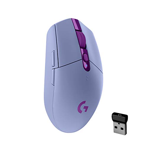 Logitech G305 LIGHTSPEED kabellose Gaming-Maus mit HERO 12K DPI Sensor, Wireless Verbindung, 6 programmierbare Tasten, 250 Stunden Akkulaufzeit, Leichtgewicht, PC/Mac - Lila von Logitech G