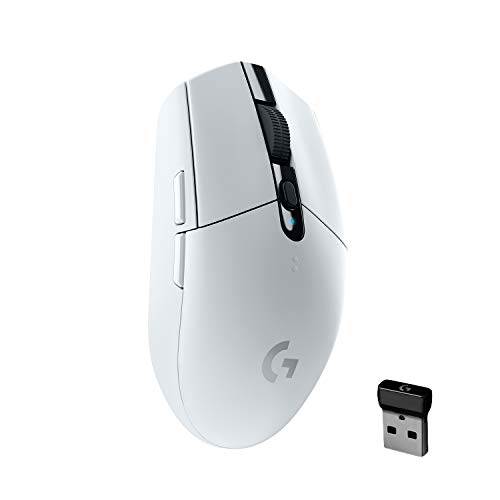 Logitech G305 LIGHTSPEED kabellose Gaming-Maus mit HERO 12K DPI Sensor, Wireless Verbindung, 6 programmierbare Tasten, 250 Stunden Akkulaufzeit, Leichtgewicht, PC/Mac - Weiß von Logitech G