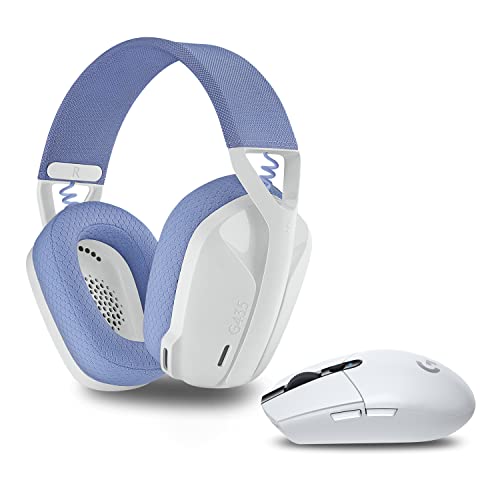 Logitech G305 Lightspeed kabellose Gaming-Maus + Logitech G435 Lightspeed Kabelloses Bluetooth-Gaming-Headset, Weiß von Logitech G