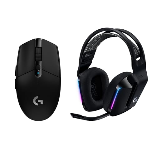 Logitech G305 Lightspeed kabellose Gaming-Maus + Logitech G733 Lightspeed Kabelloses Gaming Headset mit Kopfbügel von Logitech G