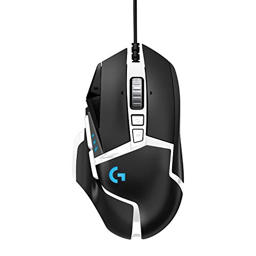 Logitech G502 HERO Gaming-Maus Special Edition mit HERO 25K DPI Sensor, RGB-Beleuchtung, Gewichtstuning, 11 programmierbare Tasten, anpassbare Spielprofile, PC/Mac - Schwarz/Weiß von Logitech G