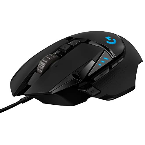 Logitech G502 HERO High-Performance Gaming-Maus mit HERO 25K DPI optischem Sensor, RGB-Beleuchtung, Gewichtstuning, 11 programmierbare Tasten, anpassbare Spielprofile, PC/Mac - Schwarz von Logitech G