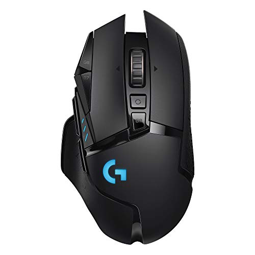 Logitech G502 LIGHTSPEED kabellose Gaming-Maus mit HERO 25K DPI Sensor, Wireless Verbindung, USB-Anschluss, RGB-Beleuchtung, Gewichtstuning, POWERPLAY-kompatibel, PC/Mac - Schwarz von Logitech G