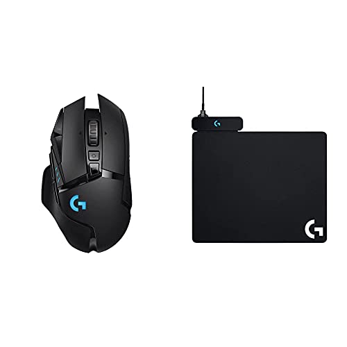 Logitech G502 Lightspeed Kabellose Gaming-Maus + Logitech Powerplay Wireless Charging Gaming Mouse Pad von Logitech G