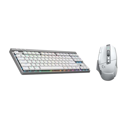 Logitech G502 X LIGHTSPEED Kabellose Gaming-Maus - Optische Maus mit optisch-mechanischen LIGHTFORCE Hybridschaltern, Logitech G G515 LIGHTSPEED TKL kabellose flache PBT-Tastenkappen, DEU QWERTZ- Weiß von Logitech G